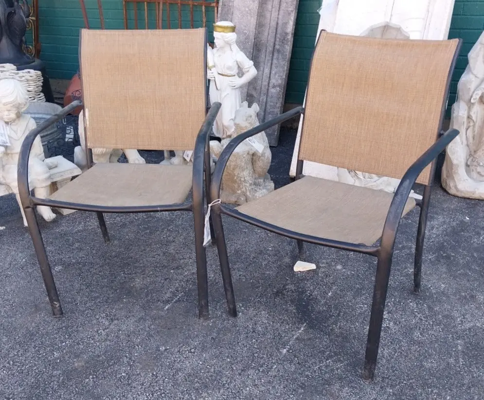 Pair Of Black Outdoor Chairs With Woven Seats 1