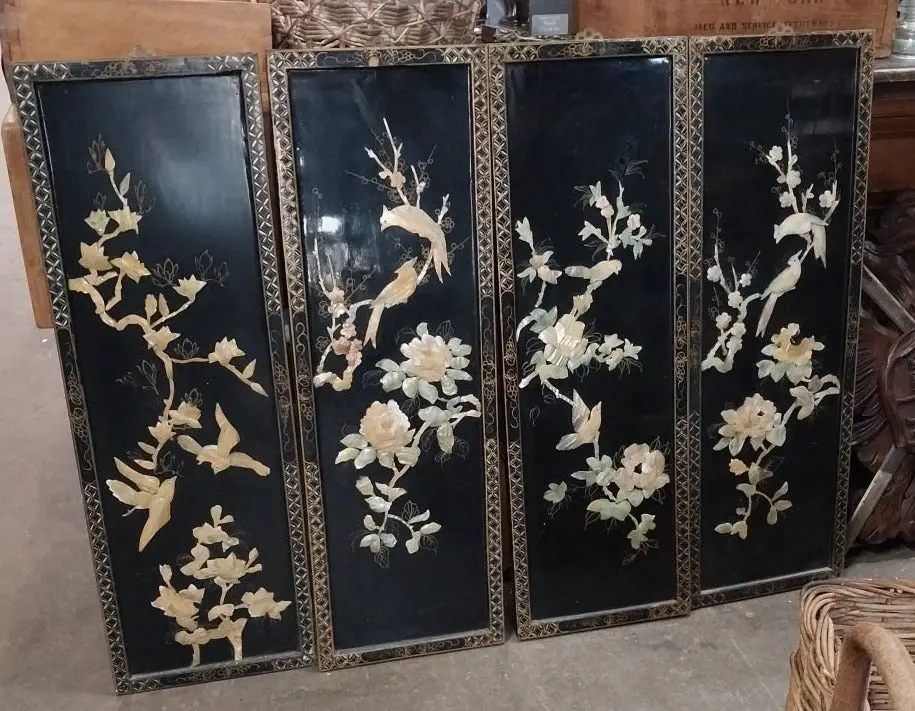 Set Of 4 Chinese Laquered Panels 1