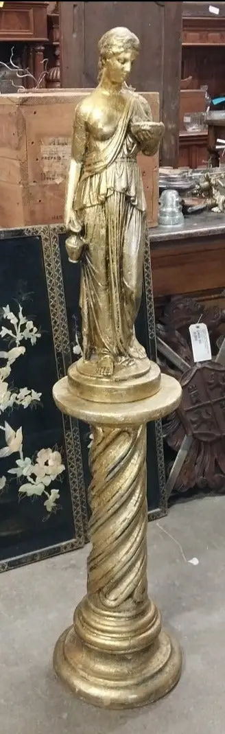 Gold Plaster Statue On Base 1