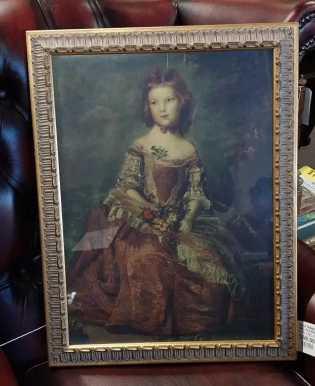 Gold Frame Print Of Young Girl In A Red Dress 1