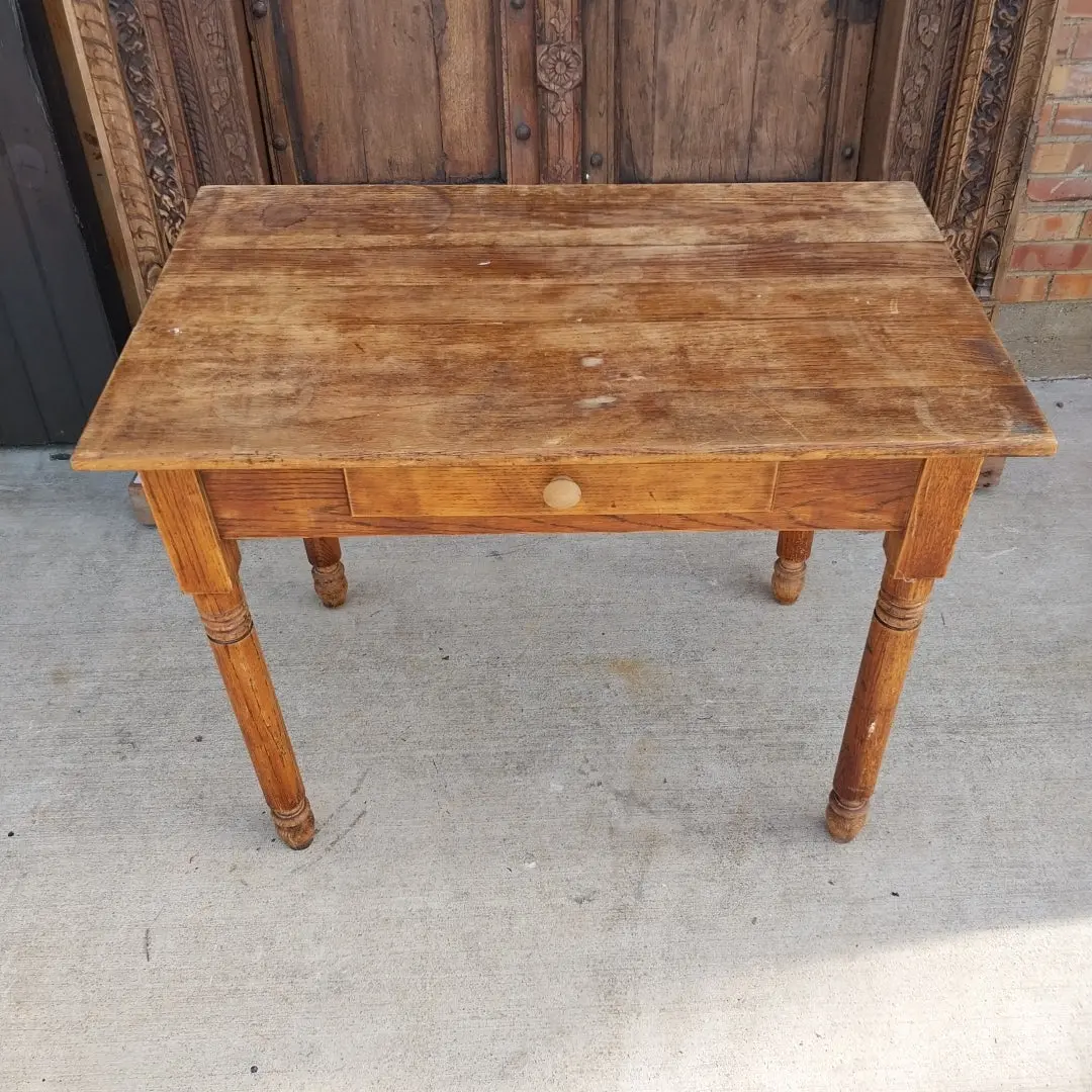 Rustic Oak Table With As Found Drawer 1