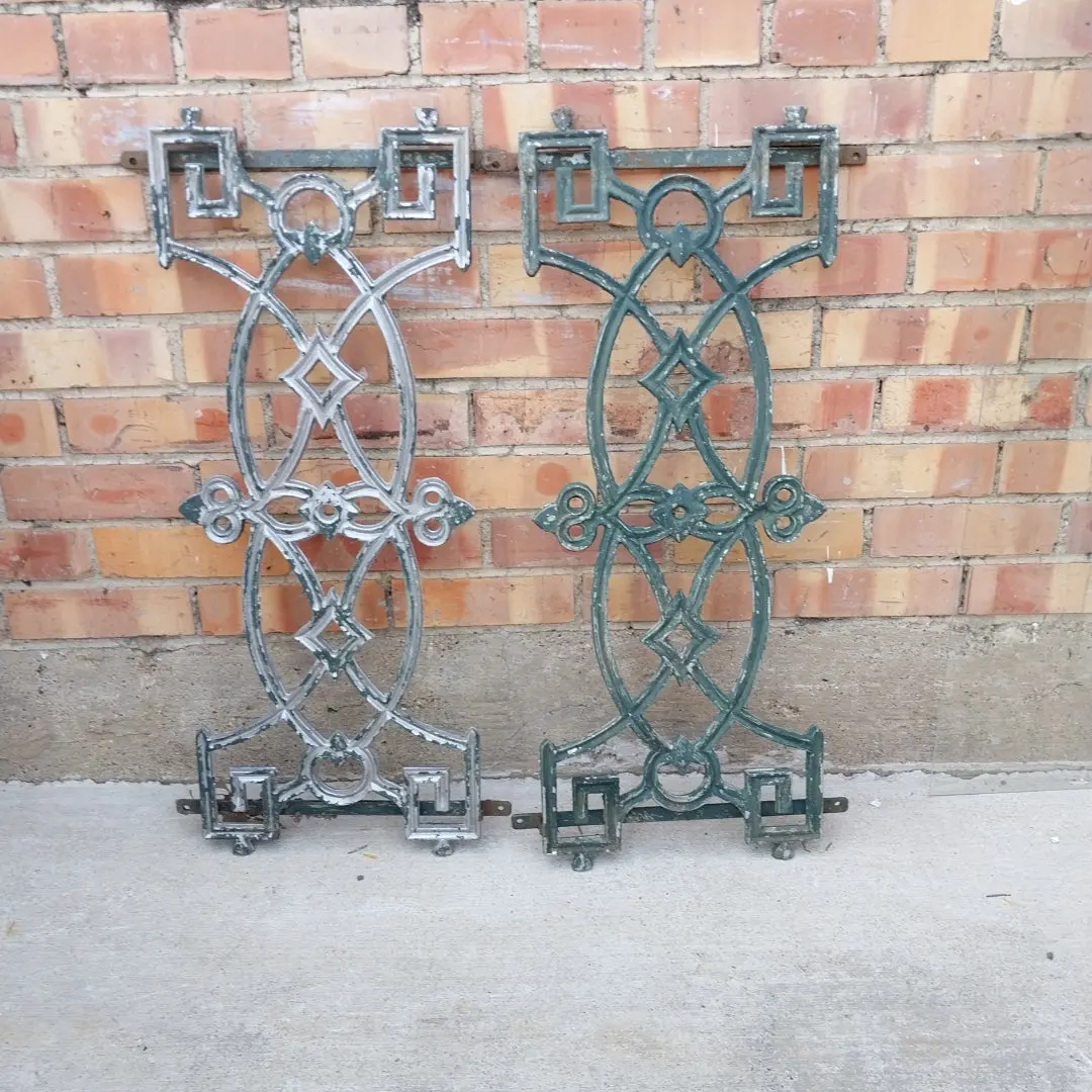 Pair Of Small Ornate Green I Aluminum Panels 1