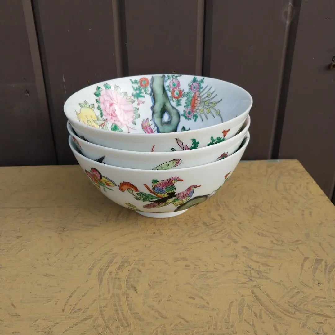Set Of 3 Japaneses Rice Bowls With Peacocks 1
