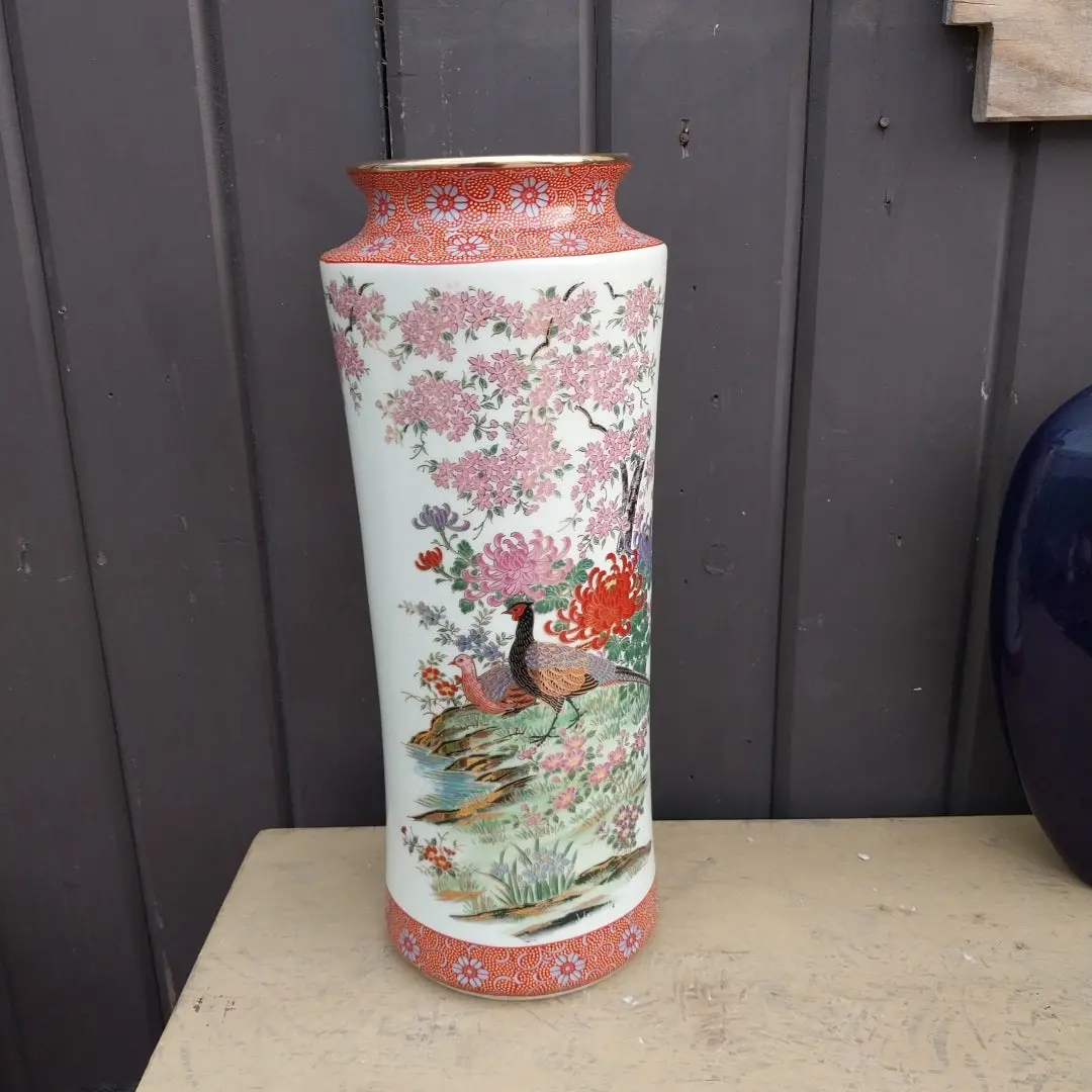 Ivory And Peach Japanese Peacck Vase 1