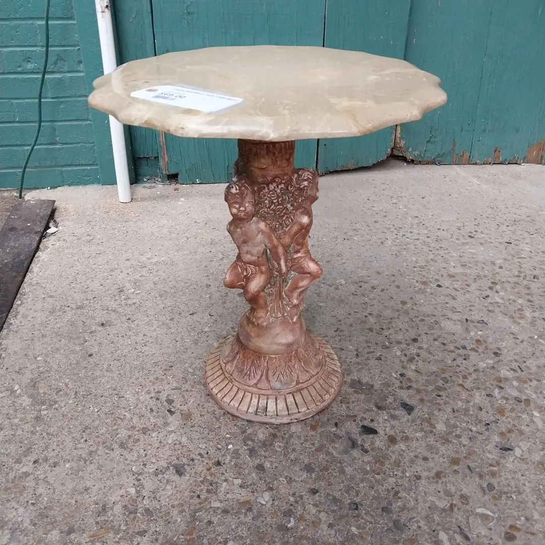 Faux Marble Top Taboret 1