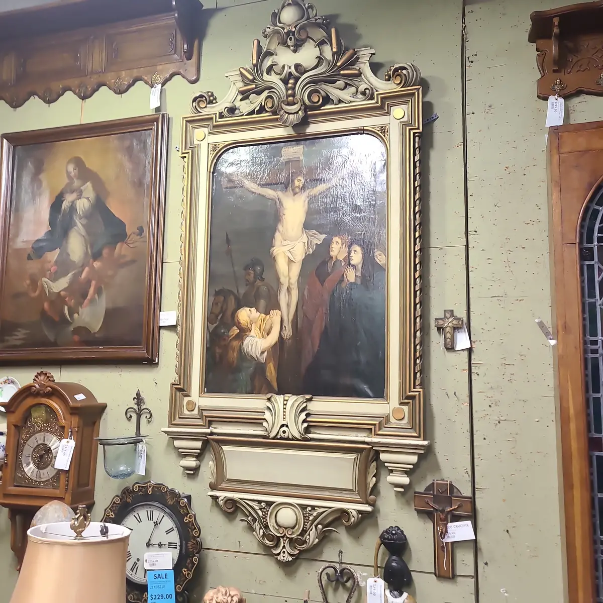Huge Framed Renaissance Revival Jesus Crucifiction Oil Painting 1