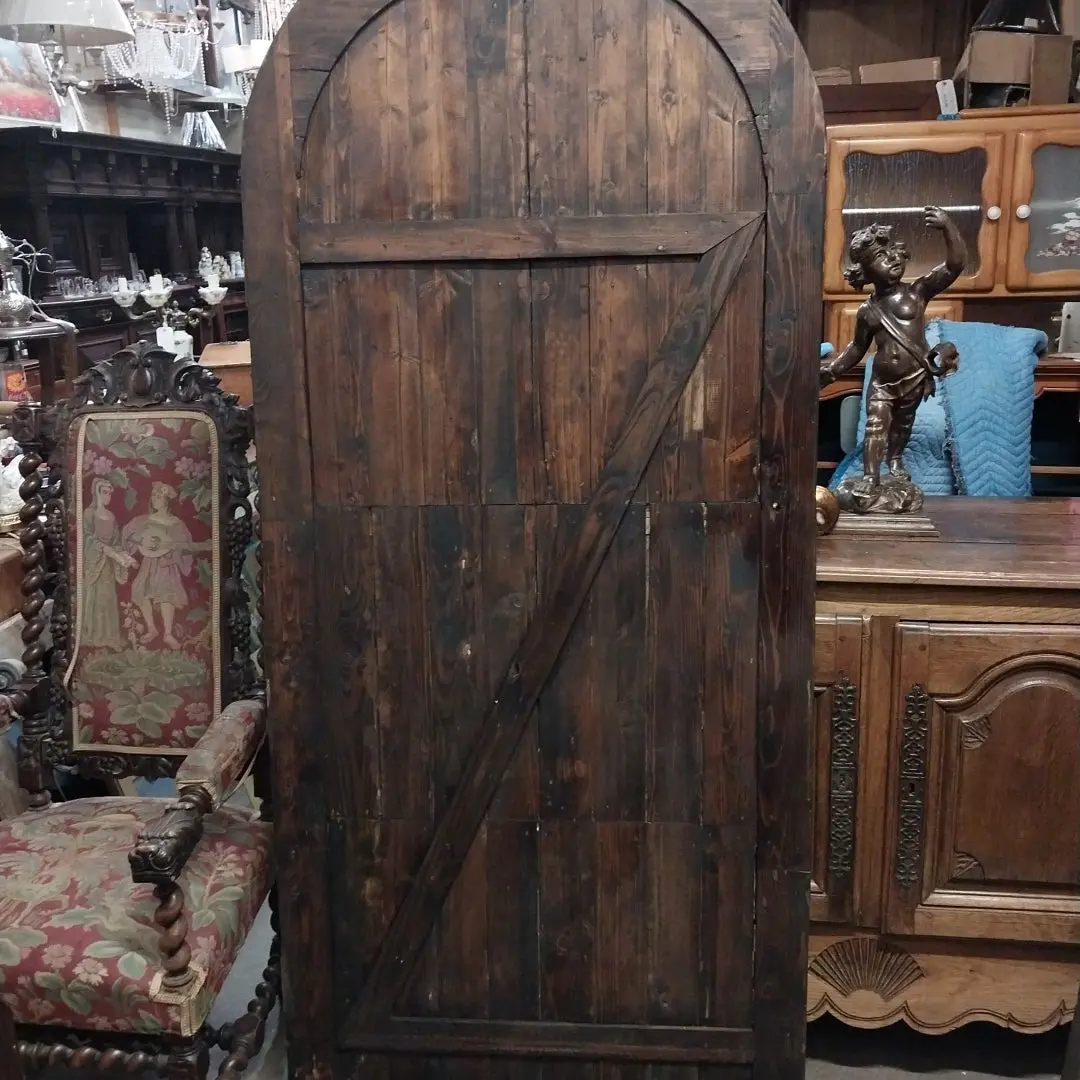 Decorative Arched Wood Door  As Is 1