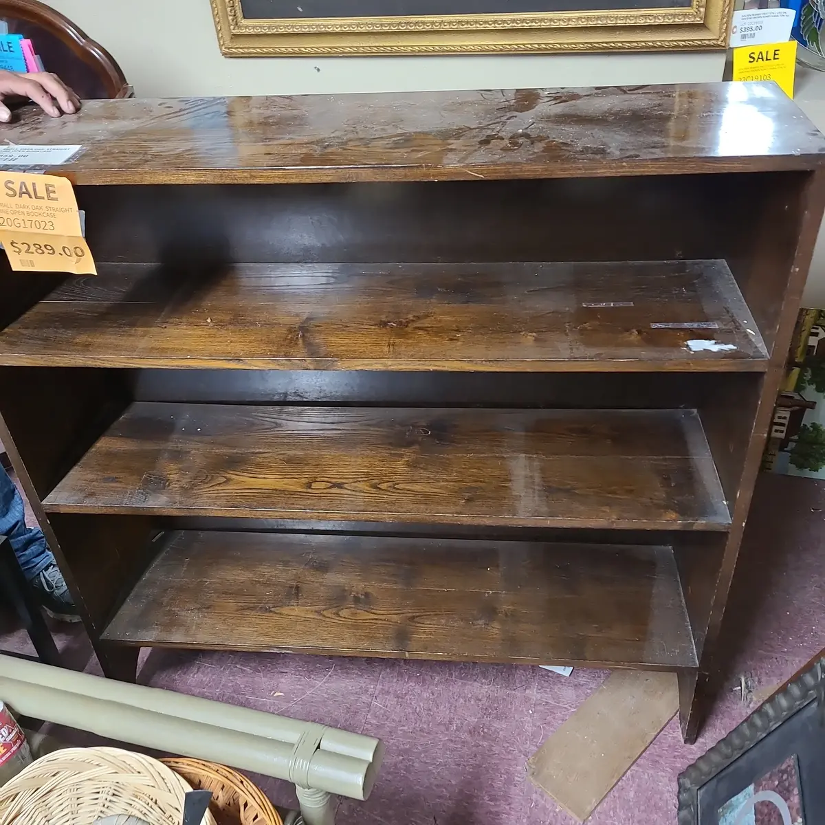 Small  Dark Oak  Straight Line Open Bookcase 1