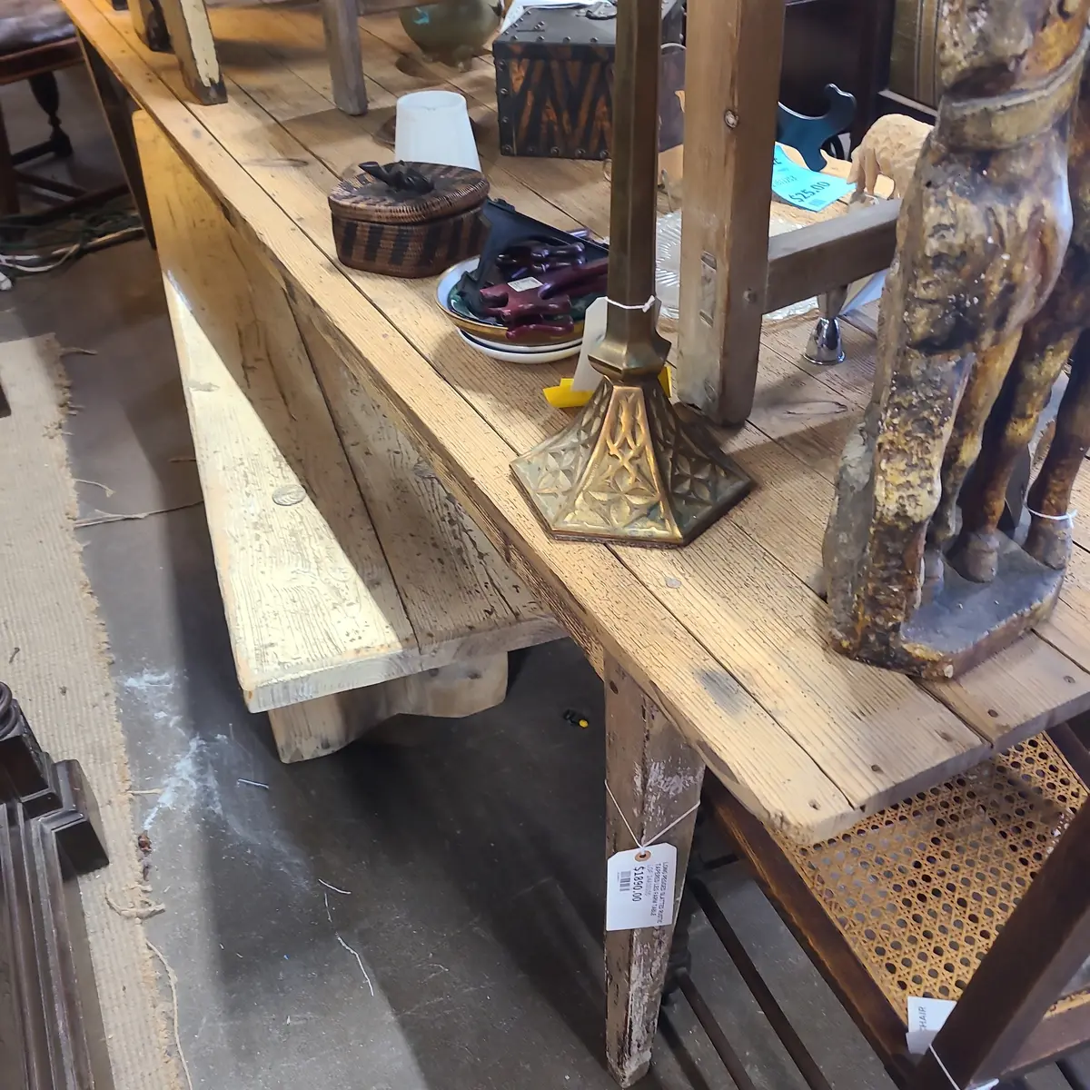 Long Pegged Slatted Rustic Tapered Leg Farm Table 1