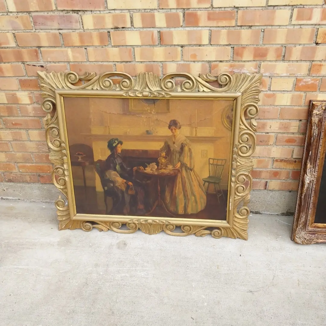 Hand Carved Wood Frame With Print 1