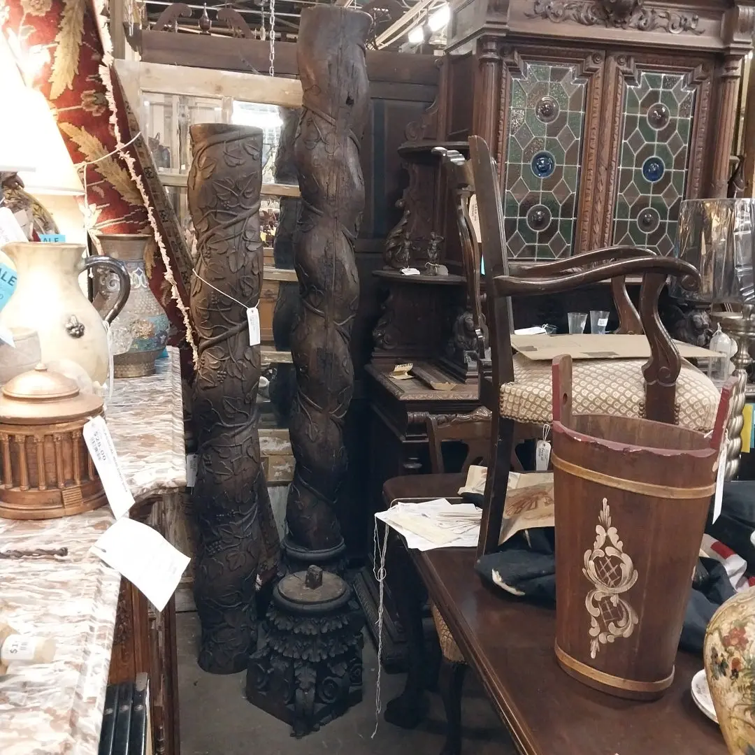 Pair Of Tallest Barley Twist  Vine Carved Columns 1