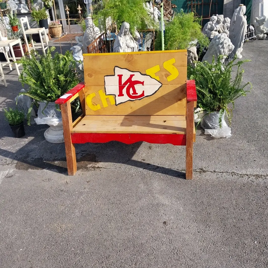 Kansas City Chiefs Wood Bench 1