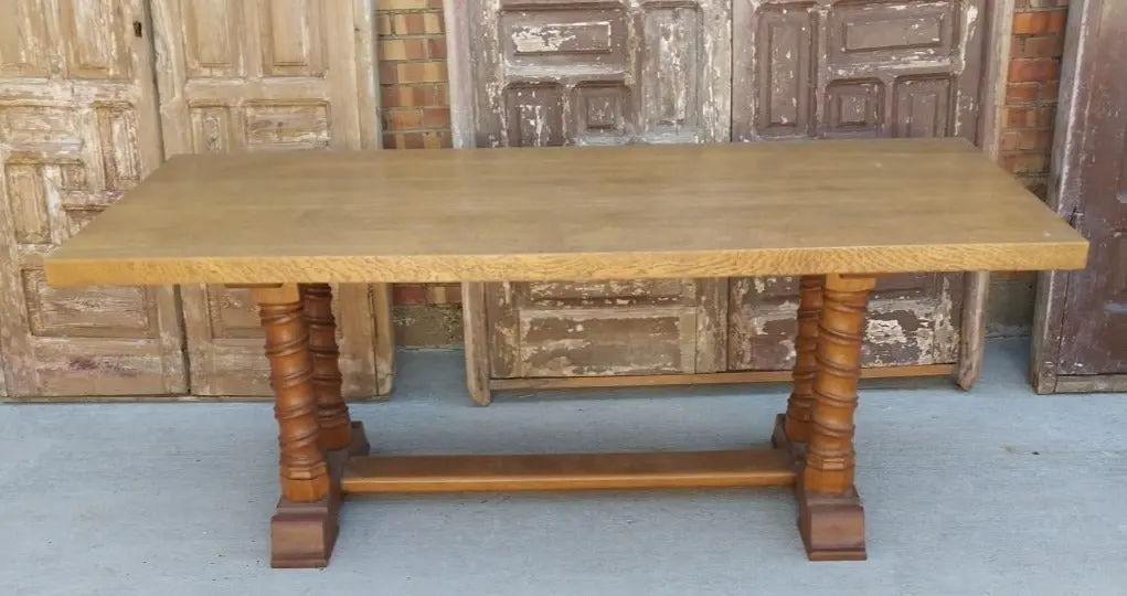 Barley Twist Oak Trestle Table 1