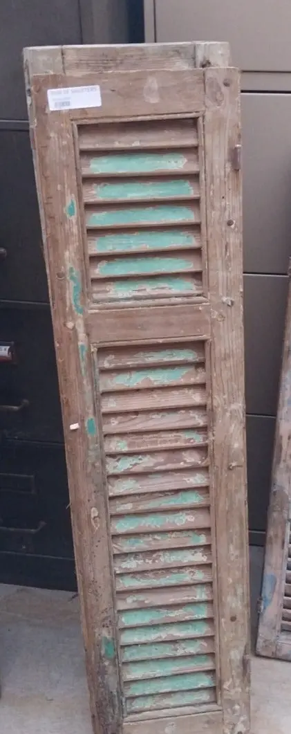 Pair Of Distressed Shutters With Green Paint 1
