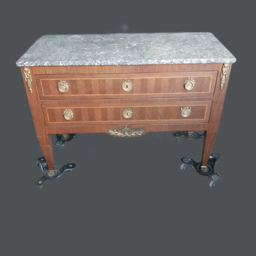 Louis Xvi Black Marble Top Commode 1