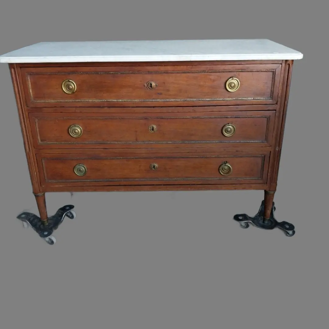 Early Louis Xvi White Marble Top Commode 1