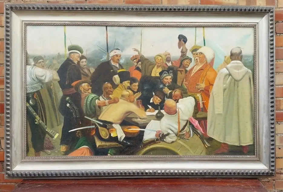 Russian Oil Painting Of Army Scene 1