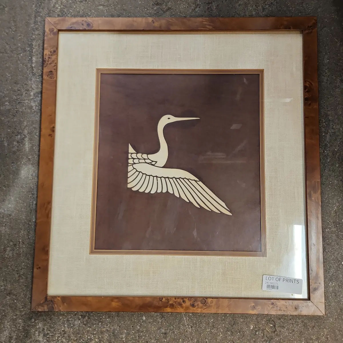 Burl Framed Crane Cut Out Wood Silhouette 1