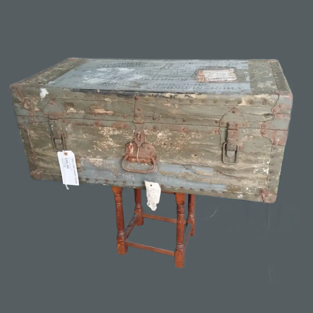 Grey And Green Footlocker Trunk 1