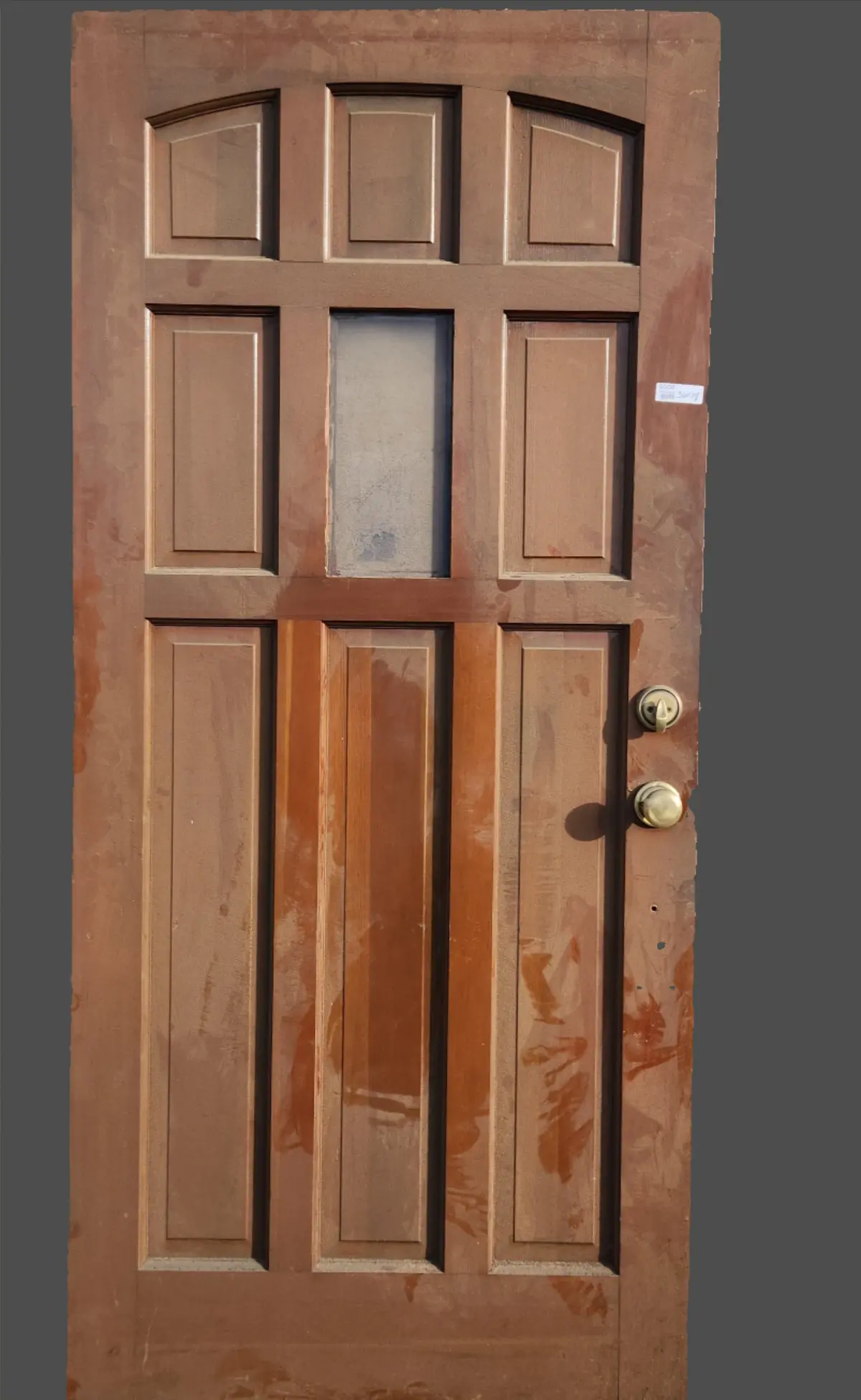 Arched Panels Pine Door With Window 1