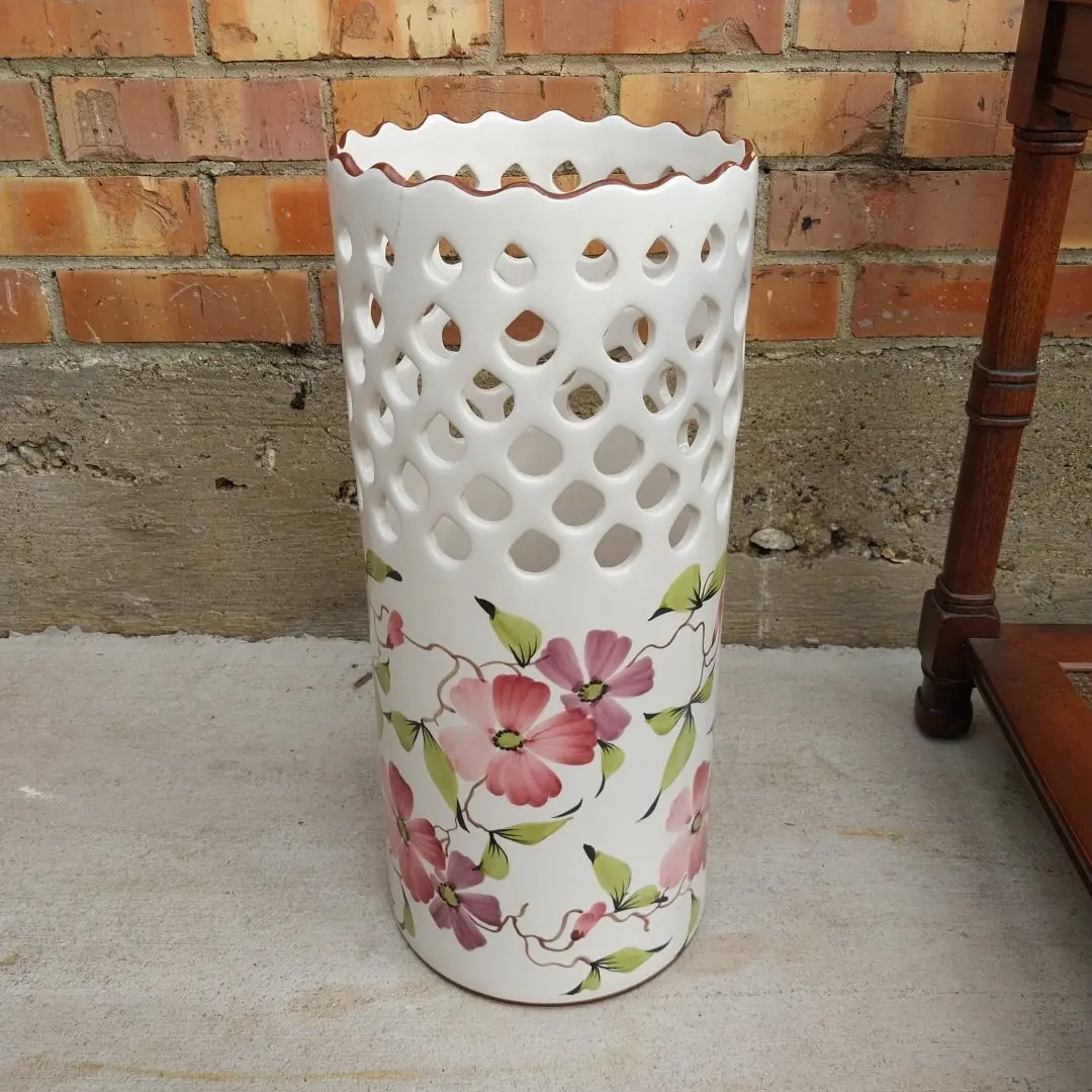 Reticulated Ceramic Umbrella Stand As Found 1