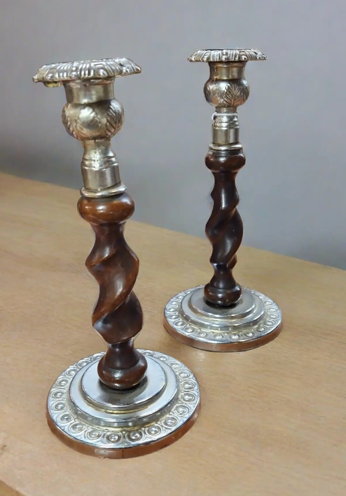 Pair Of Barley Twist Candle Sticks 1
