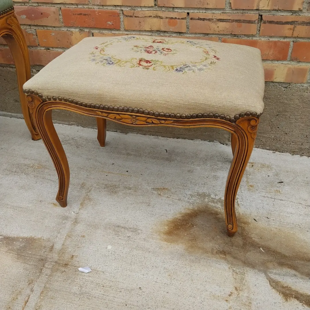 Small Louis Xv Needle Point Vanity Bench 1