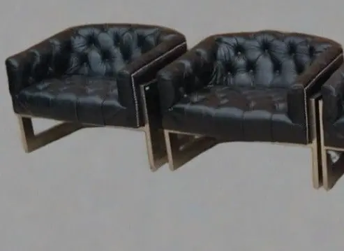 Pair Of Modern Black Leather And Chrome Chairs 1