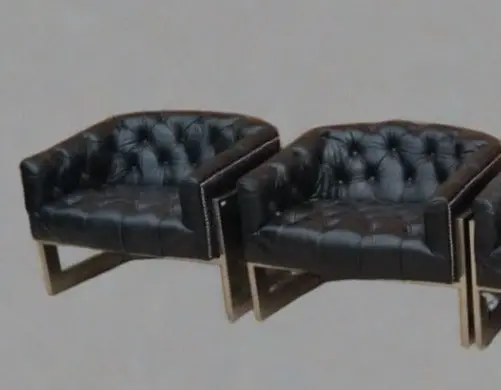 Pair Of Modern Black Leather And Chrome Chairs 1