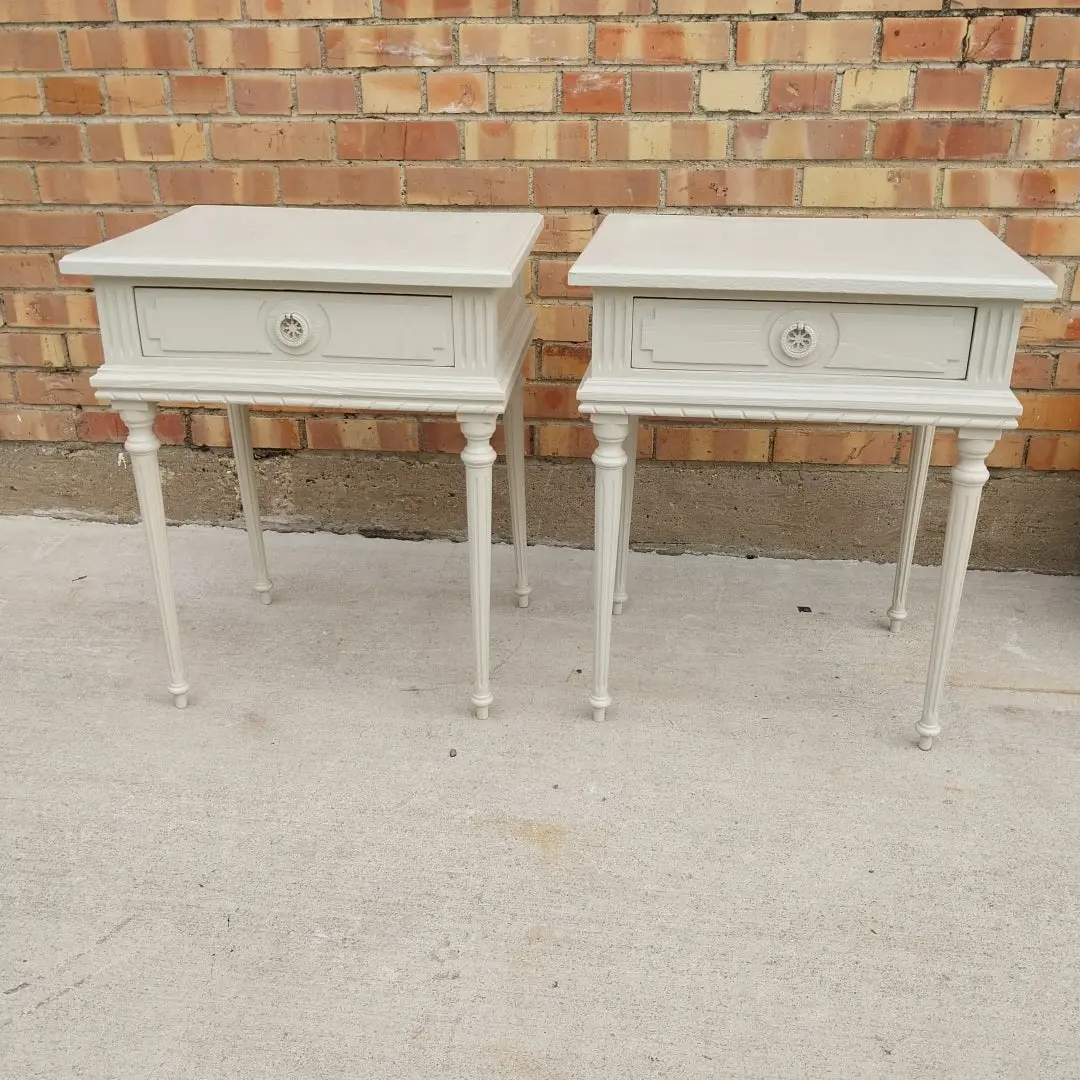 Pair Of Louis Xvi Grey Painted Night Stands 1