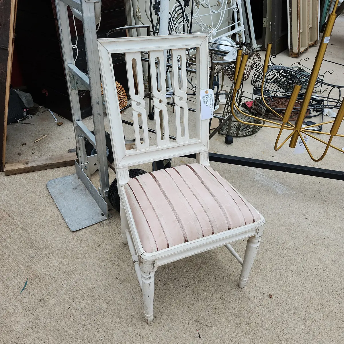 As Found White Armless Chair With Quilloches Splats 1