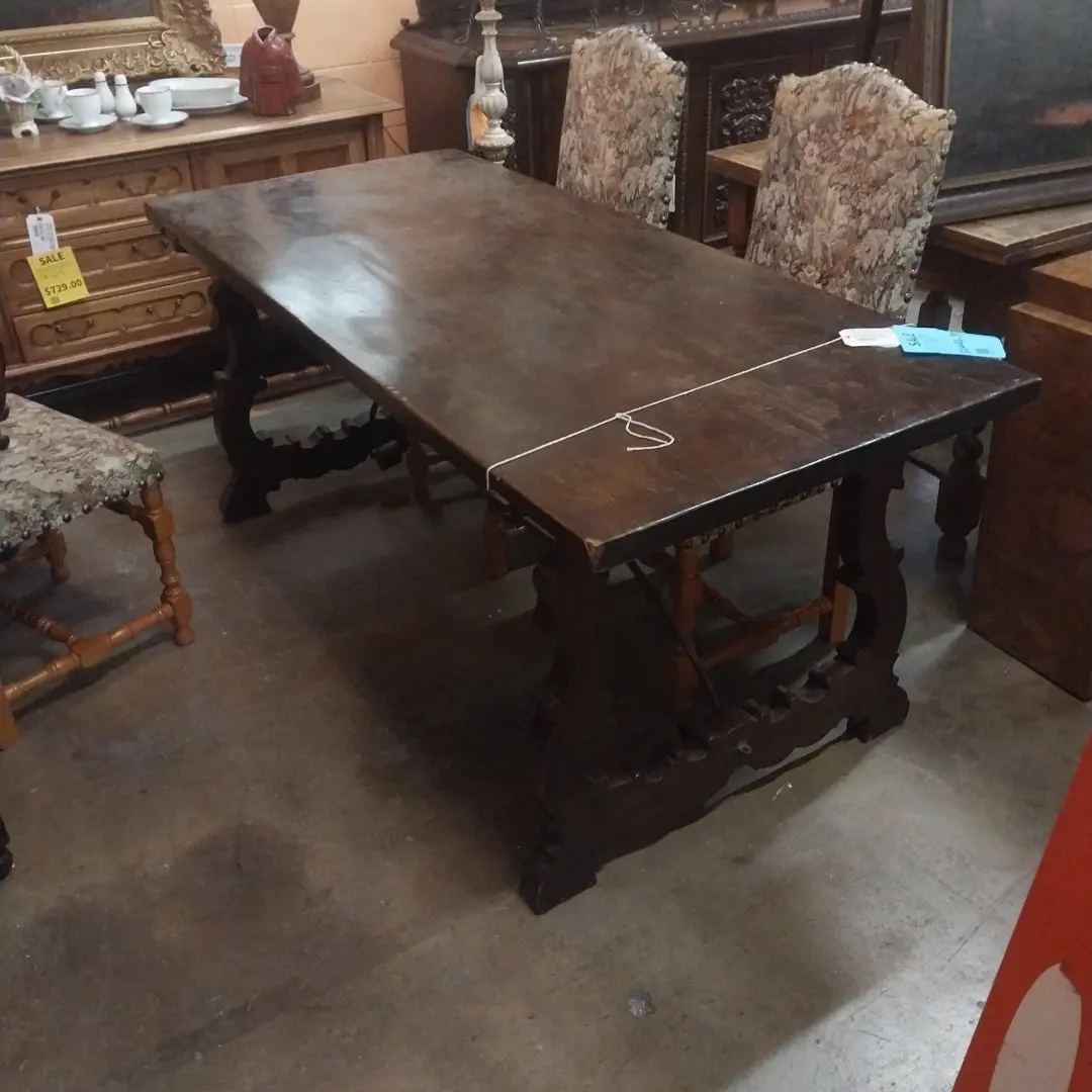 Spanish Baroque Table With Iron Stretcher 1