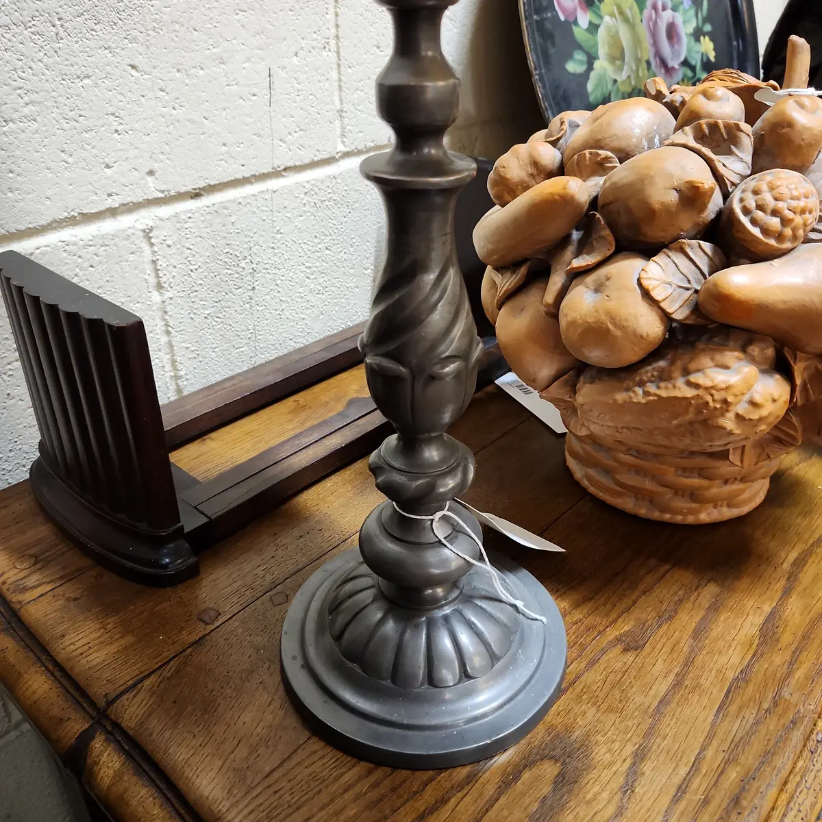 Barley Twist Metal  Pewter Lamp And Shade 1