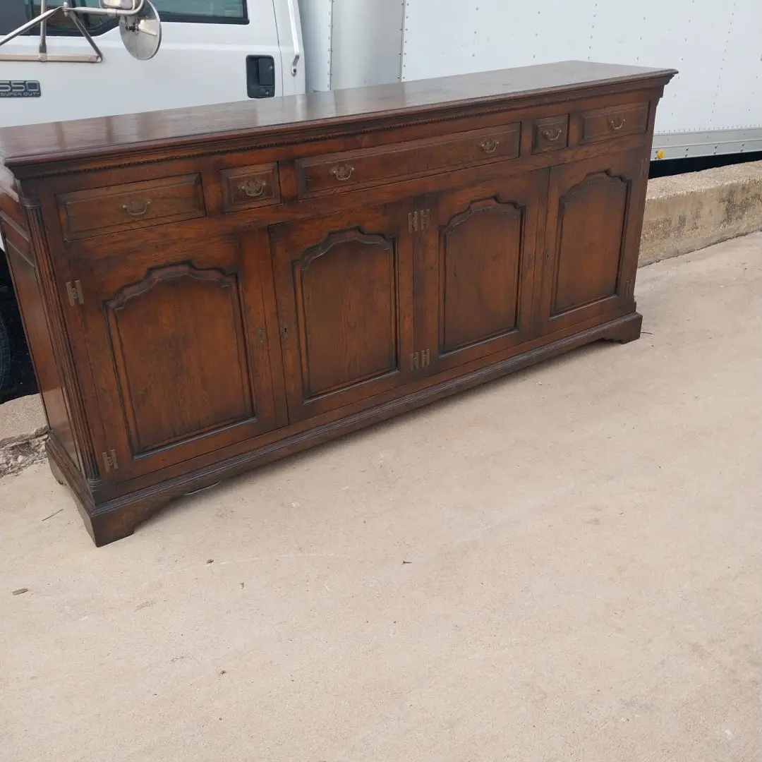 Large Dark Oak Sideboard With Arched Doors And H Hinges 1