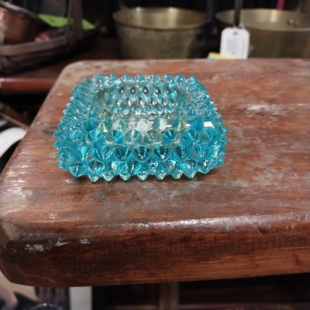 Small Blue Knobby Glass Dish 1