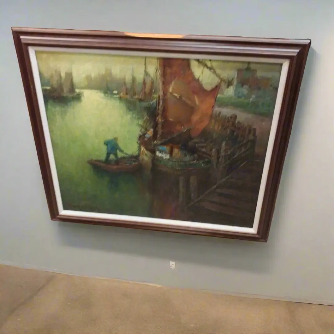 Framed Oil Painting "Harbor View" By Thompson Pritchard 1