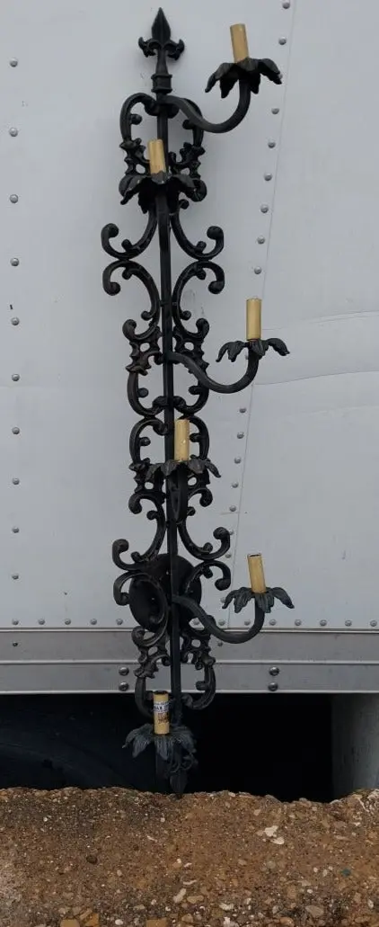 Single Tall Six Light Iron Wall Sconces As Found 1