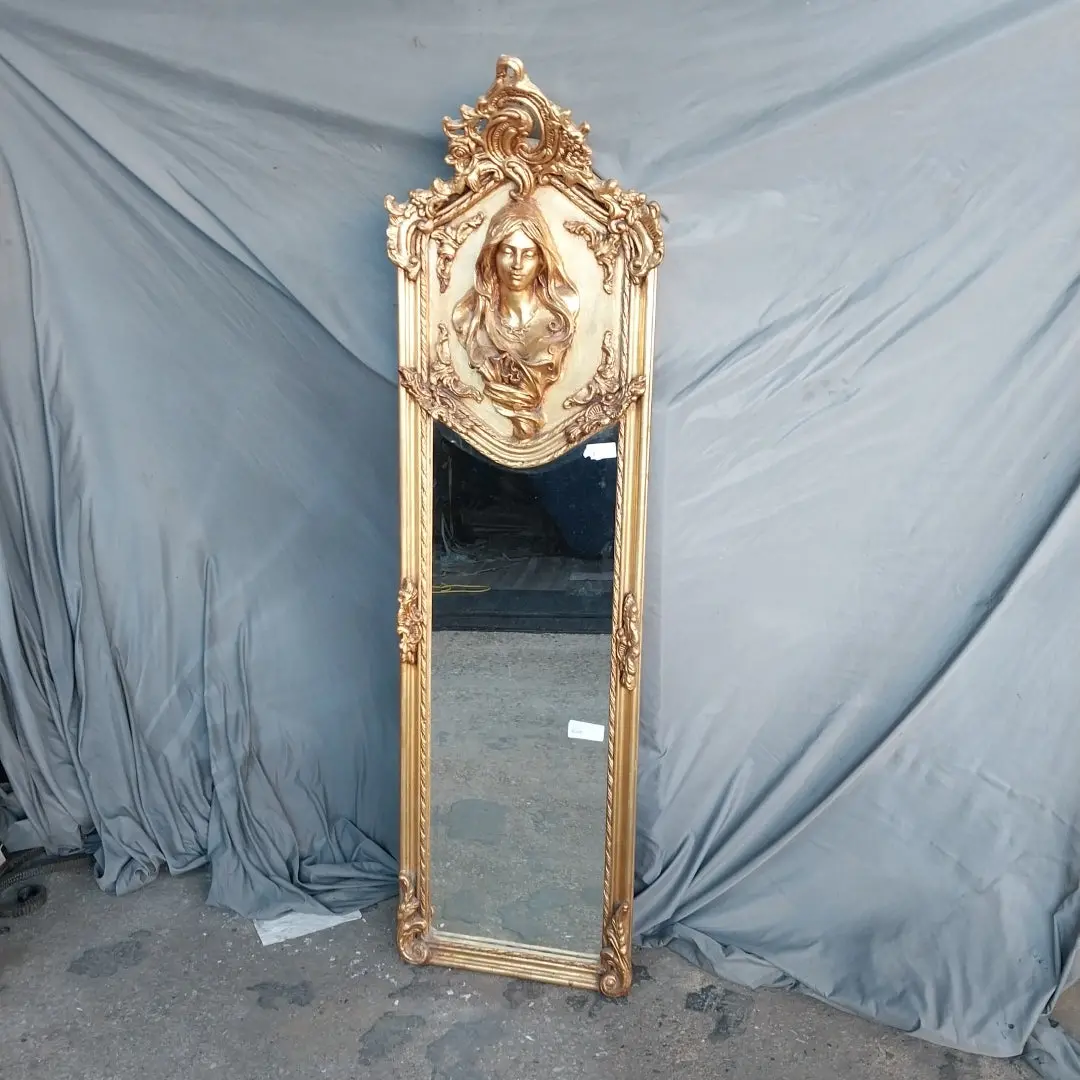 Art Nouveau Gilt Beveled Mirror With Lady 1