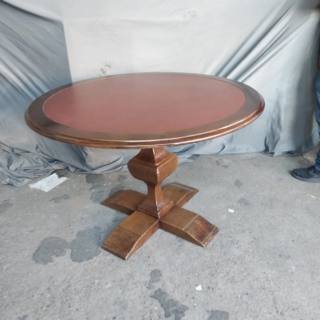 Inlaid Leather Top Mahogany Pedestal Table 1