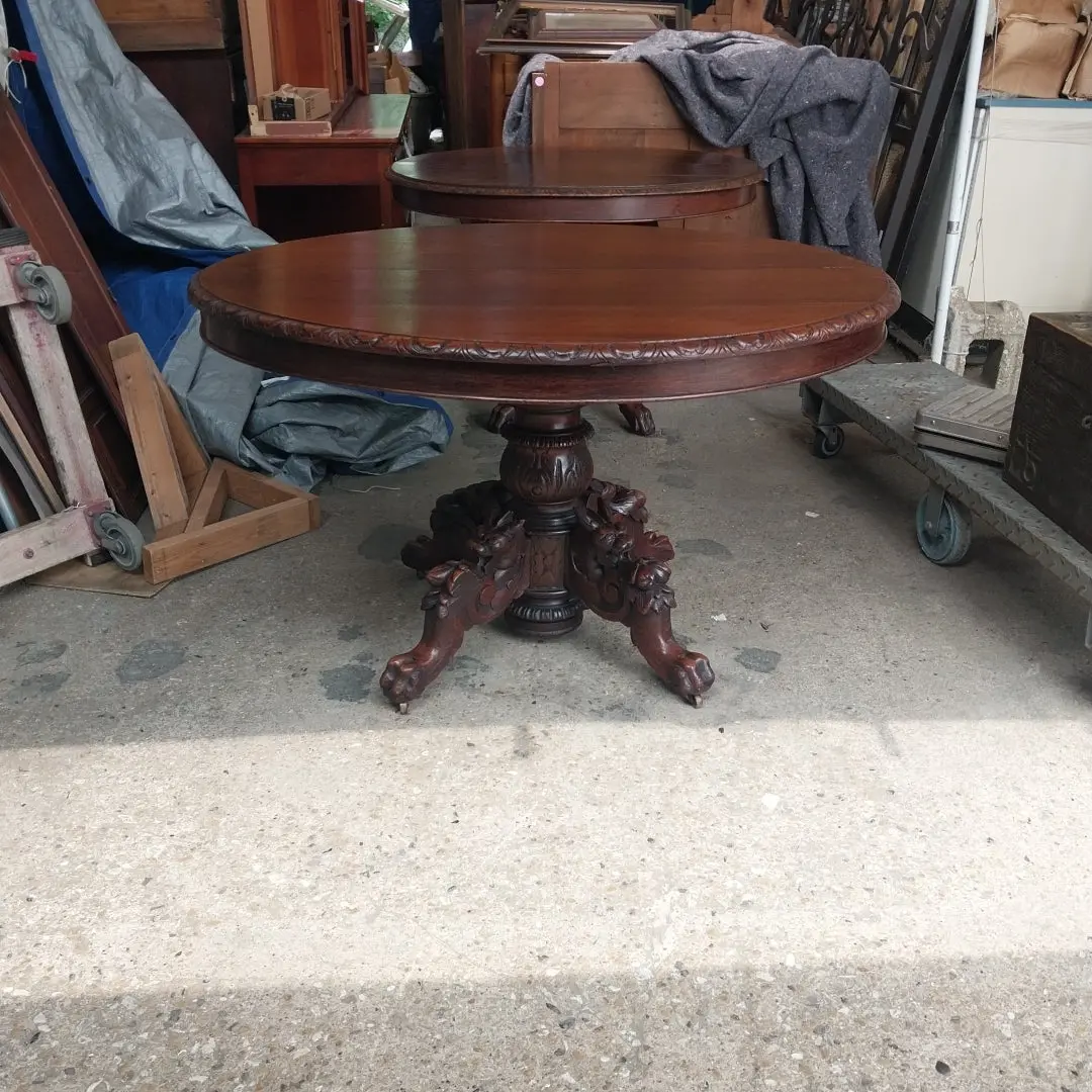 Oval Oak Griffin Base Pedestal Table 1