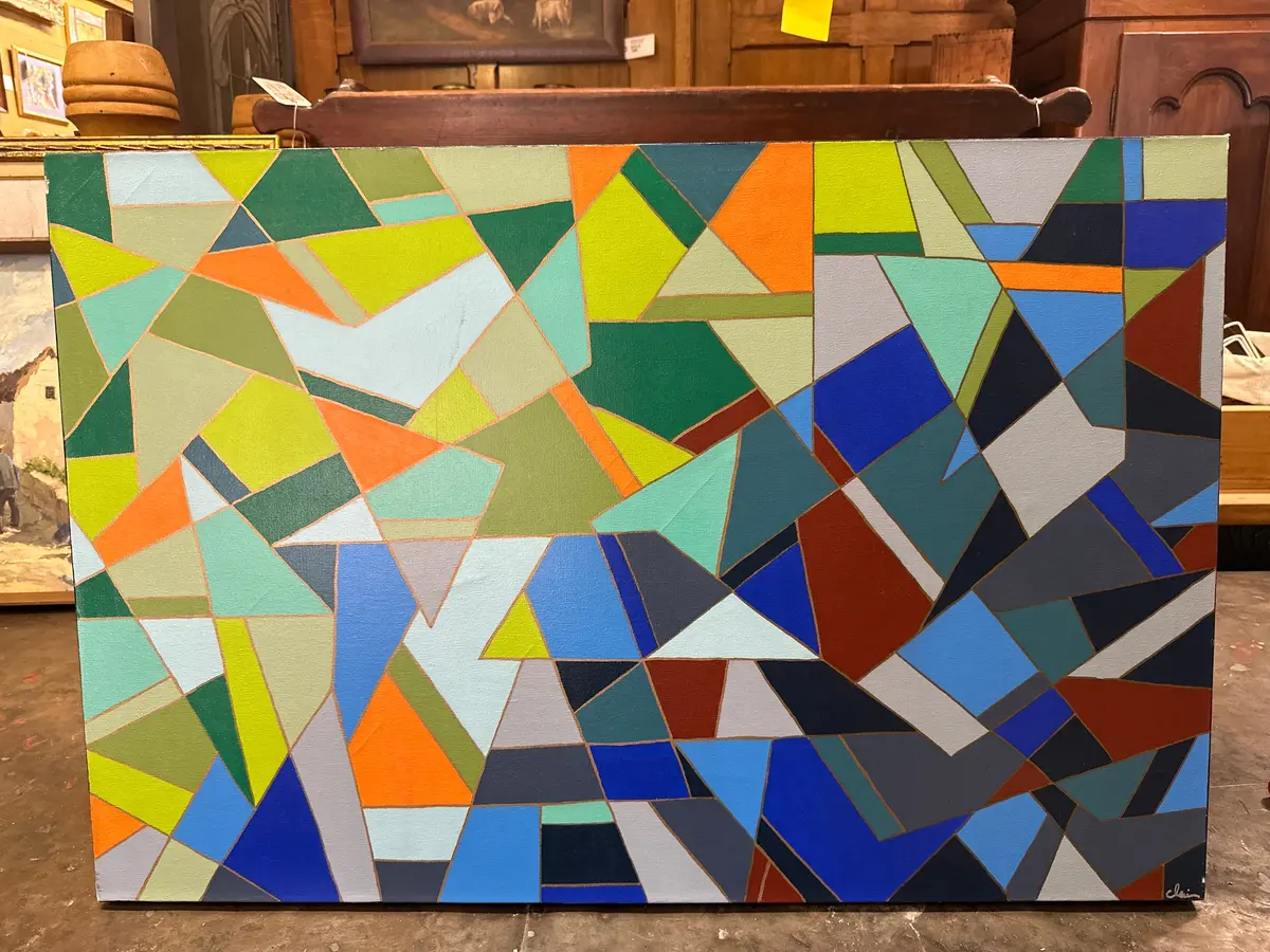 Edgeless Framed Colorful Geometric Abstrac Painting 1
