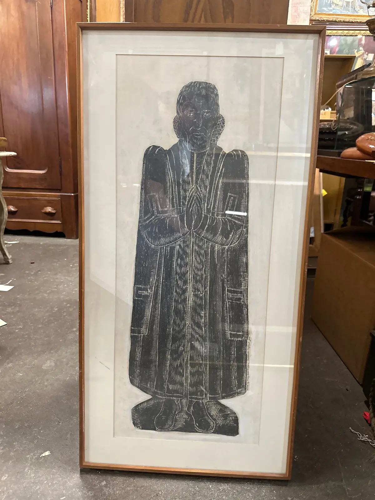 Framed English Temple Rubbing Of Noble Man 1