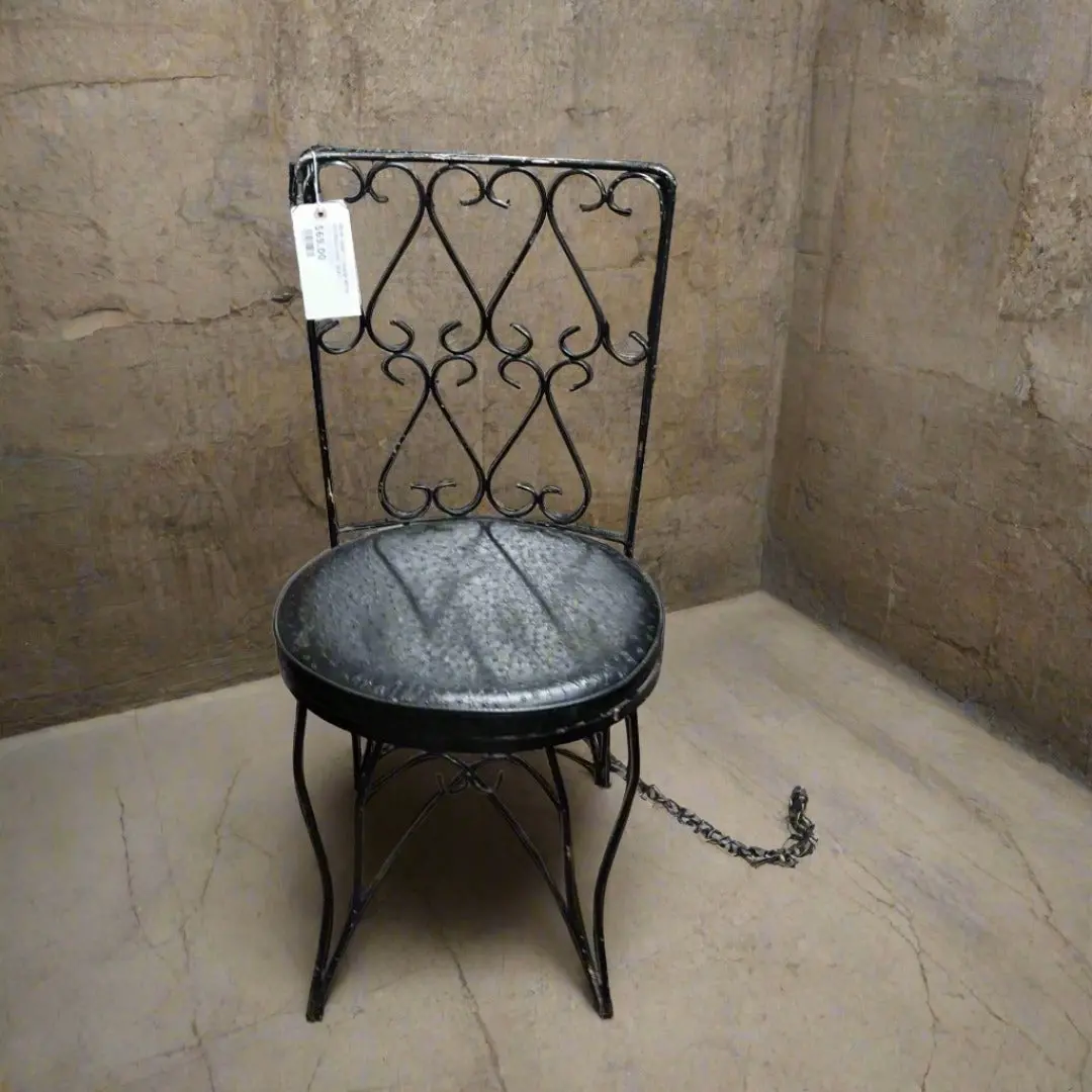 Iron Vanity Chair With Ostrich Hide Seat 1