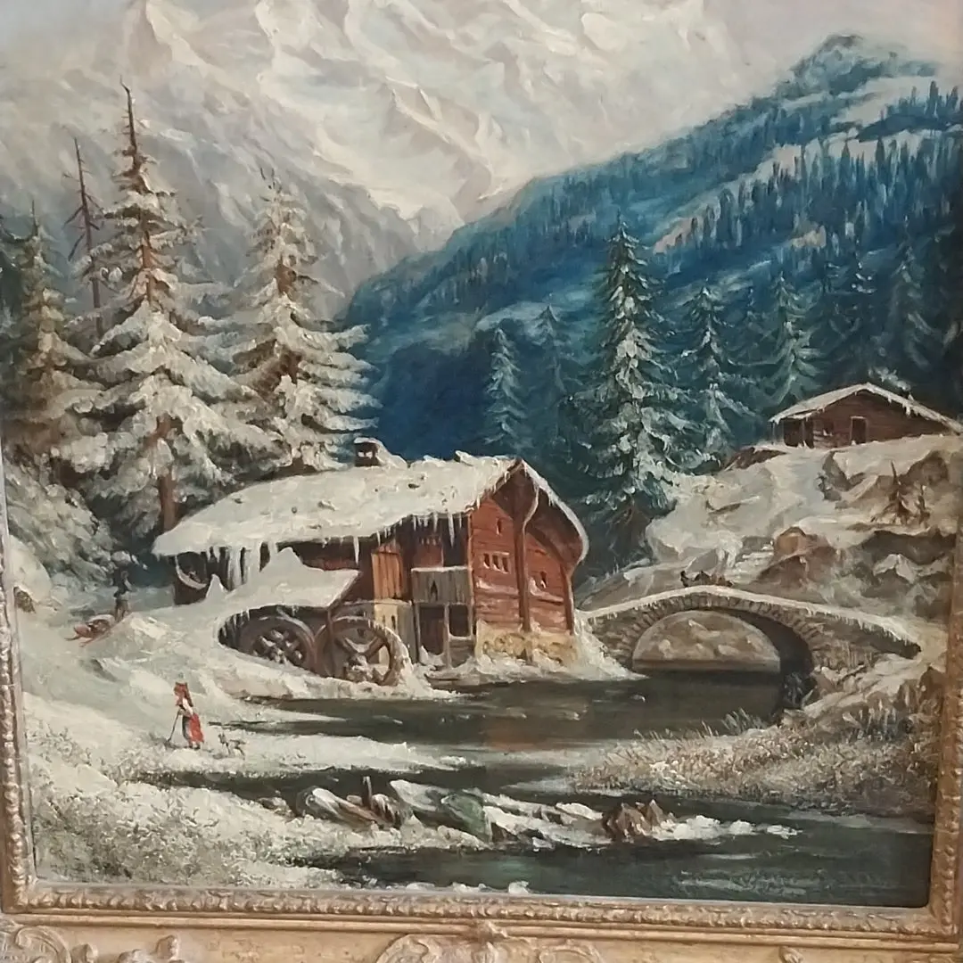 Cabin With Water Mill During Winter 1