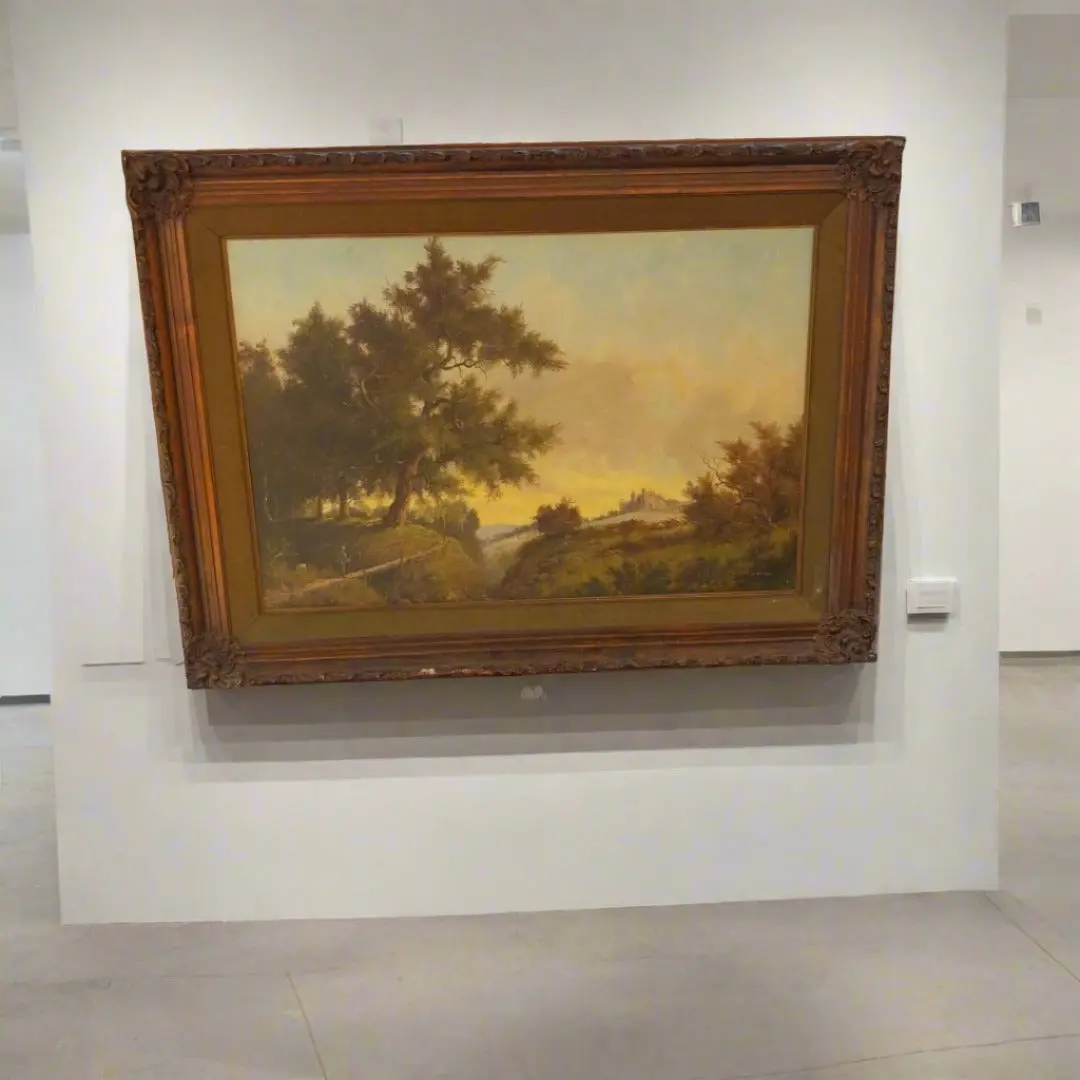 Framed Oil Painting On Canvas With Ruin And Man On Path By Stephan Haan 1