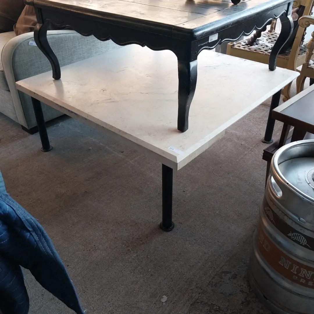 Large Square Iron Base Coffee Table With As Found Top 1