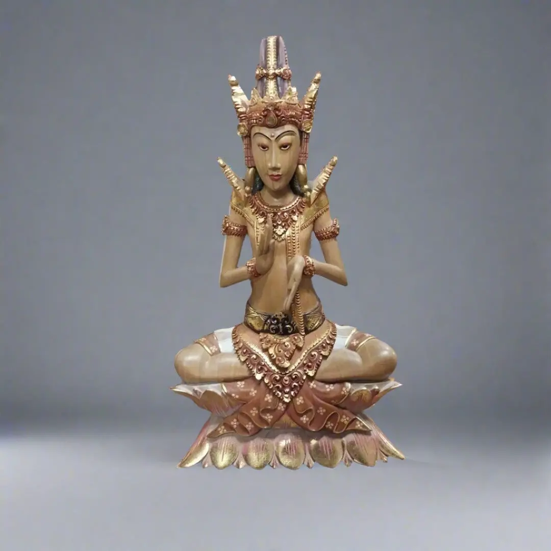 Hand Carved Nyongan Bedayatana Hindu Goddess Figure Polychrome Painted 1