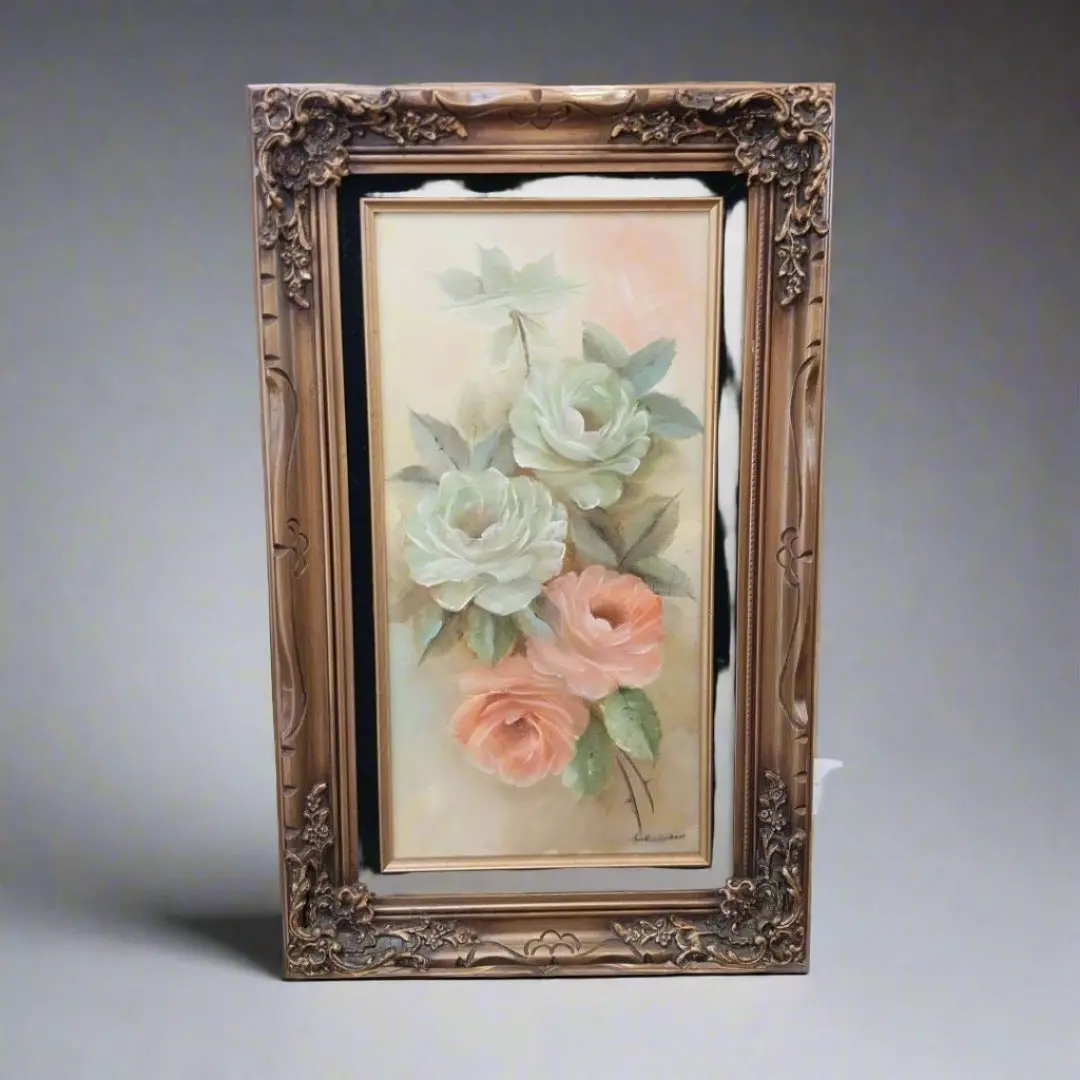 Framed Oil Painting Of Roses 1