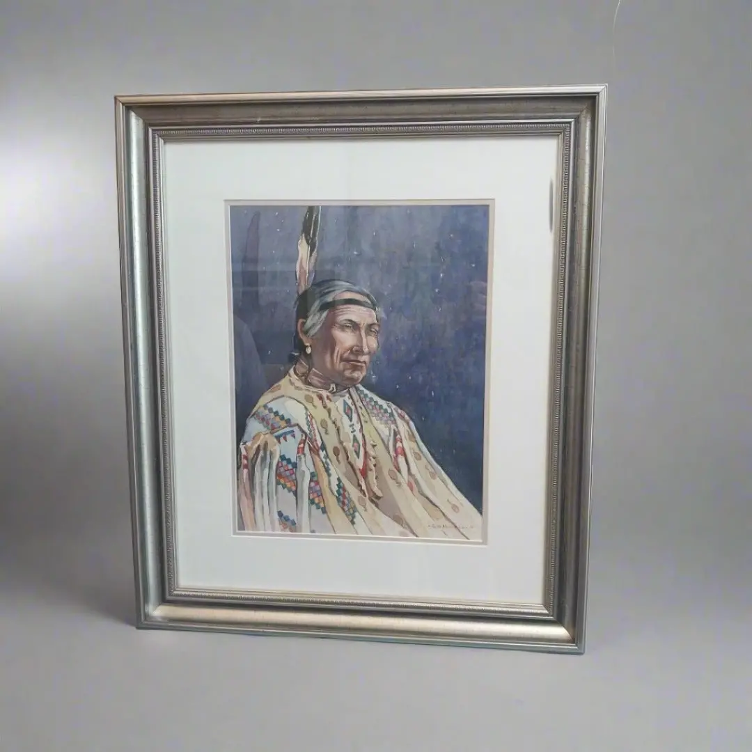 Water Color Of A Famous Blackfoot Indian-Signed George Mitchel 1
