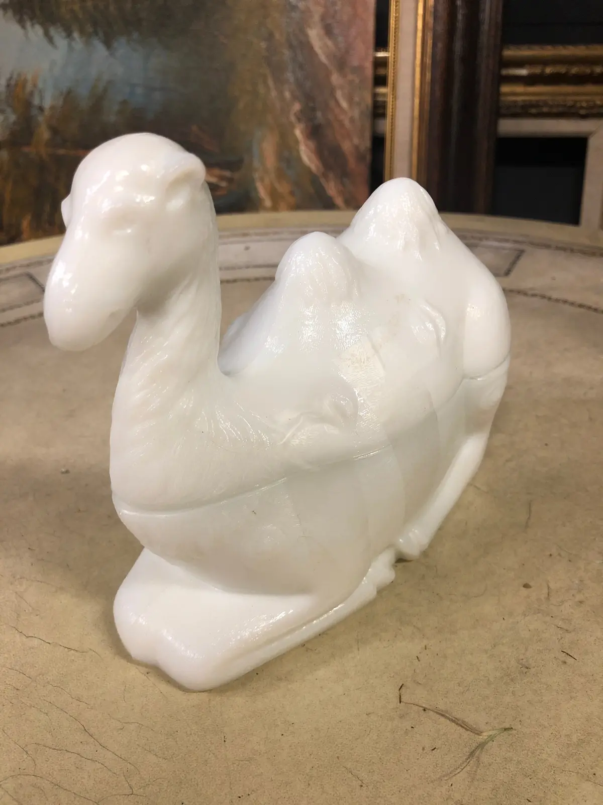Milk Glass Camel Box 1